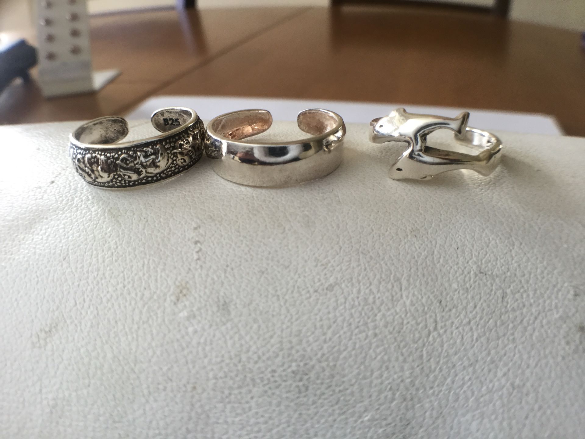 3 piece sterling toe ring group