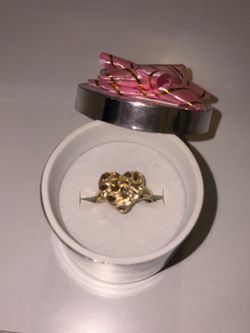 14k gold heart nugget ring