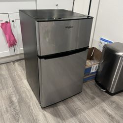 Whirlpool 3.1 cu. ft. Compact Mini Fridge in Stainless Steel with Dual Door True Freezer