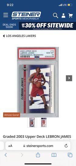 Graded 2003 Upper Deck LEBRON JAMES #15 Phenomenal Beginning Rookie Card PSA 10