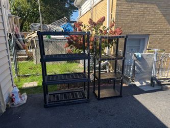 Black Plastic Storage Shelving Units – Set of 2