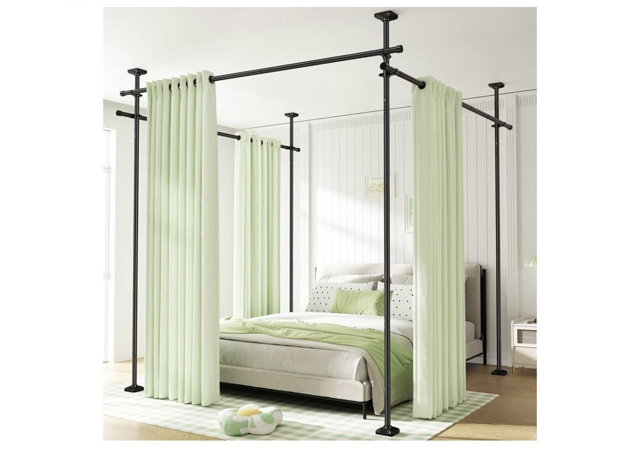 Room Divider Curtain Rod, No Drilling Wall Divider for Room Separation, 4-10ft(H) 28-171inch(W) Adjustable Heavy Duty Partition Space Separator Freest