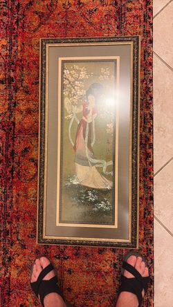 Beautiful Asian painting on cork