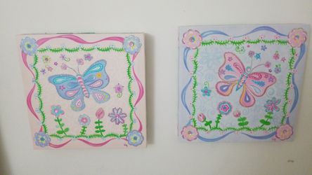 Butterflies and flowers canvas