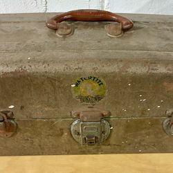 Vintage Watertite Union Steel Chest Brown Tackle Box Tool Utility Made in USA
