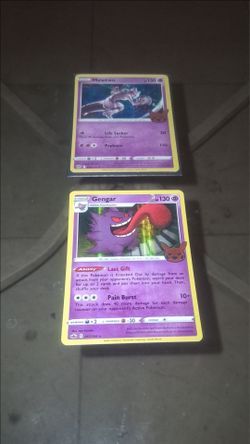 Mewtwo Holo and Gengard Holographic Rare Pokemon Cards