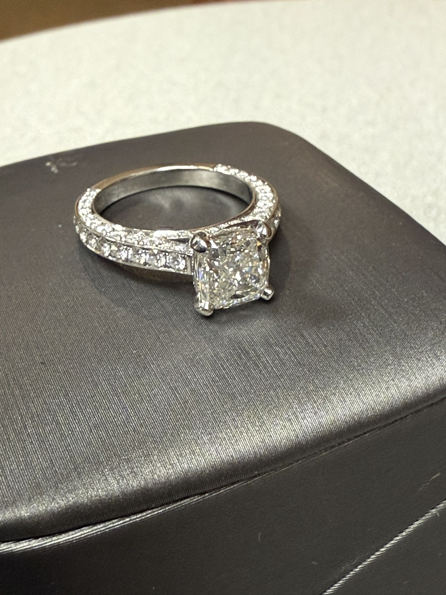 2.11 ct. Cushion G VS1 Diamond Engagement Ring Platinum Lab Grown IGI 3.41 TW