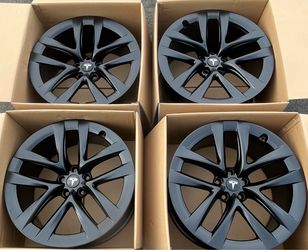 “21 Tesla model S Satin Black rims/wheels (exchange available)