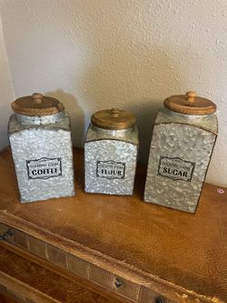 Country Farm Galvanized Canister Set of 3