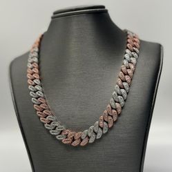 Two Tone Moissanite Baguette Necklace  