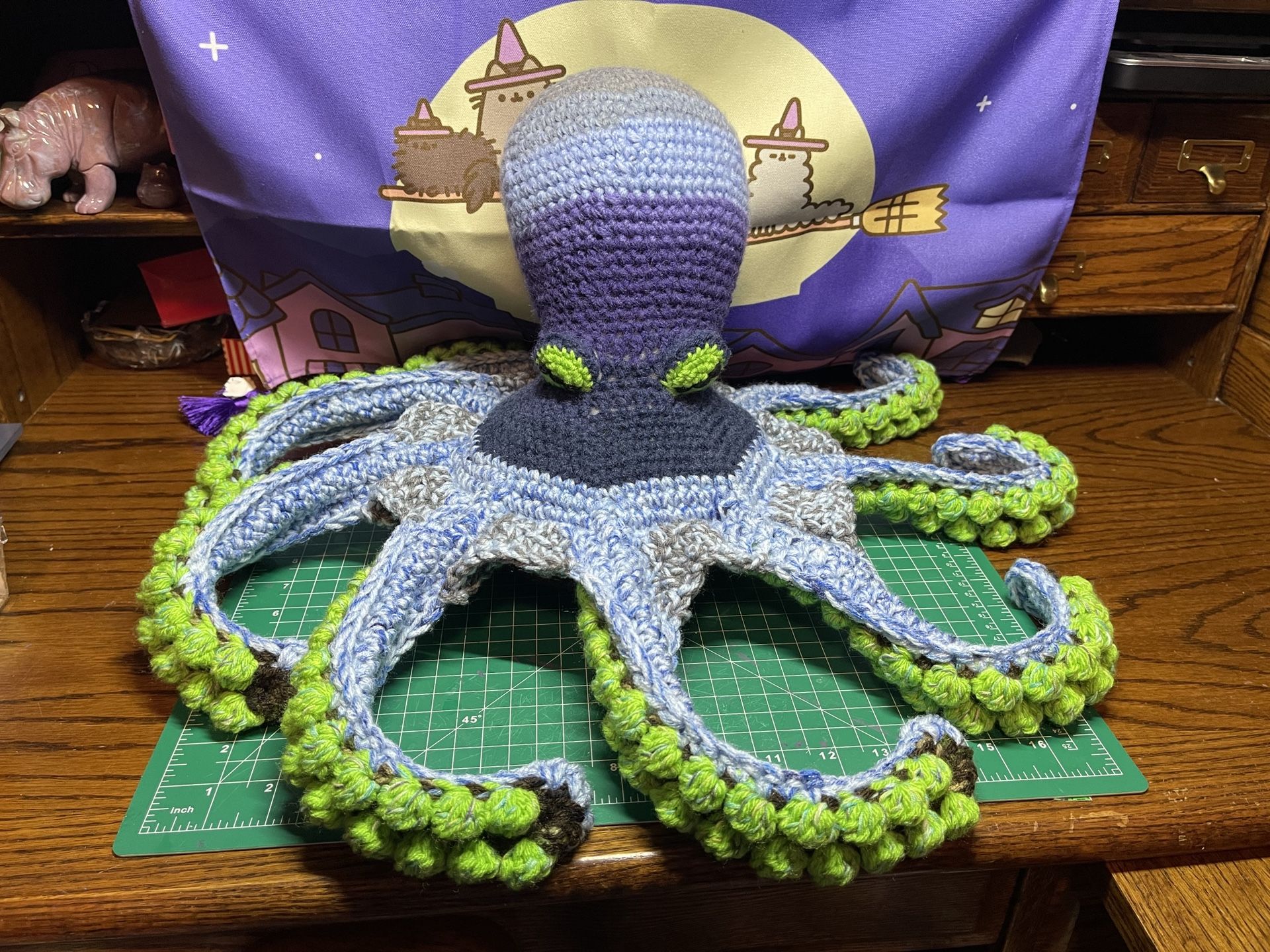 Large Camo Octopus Plushie blue green