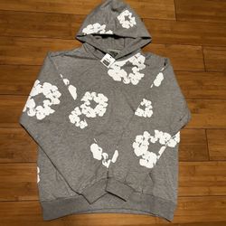 Grey Denim Tear Hoodie