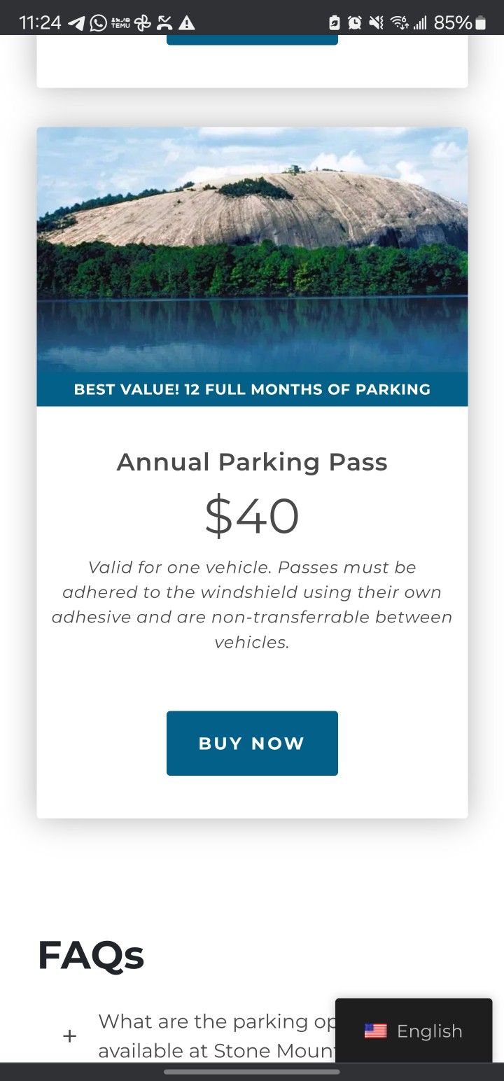 Stone Mountain Annual Parking Pass Valid Till Jan 2026