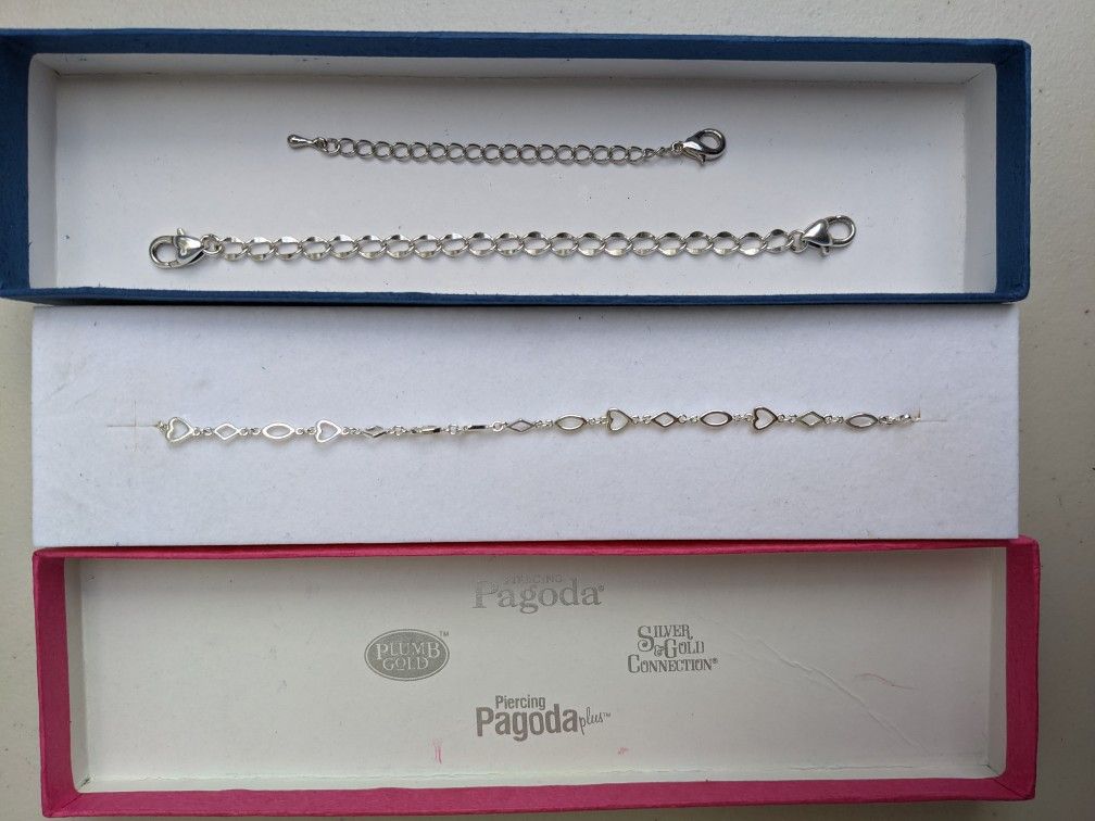 NEW Sterling silver 10" Anklet (PGDA 925) w/ 2 Extenders