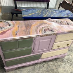 STUNNING Handcrafted Epoxy Resin & Crystal Dresser (Unfinished Project Piece)