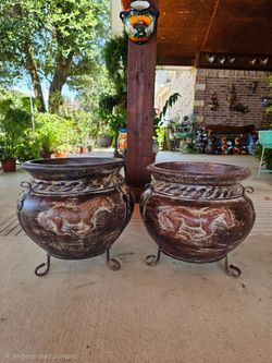 Horse Clay Pots, Planters, Plants. Talavera, Pottery $80 cada una