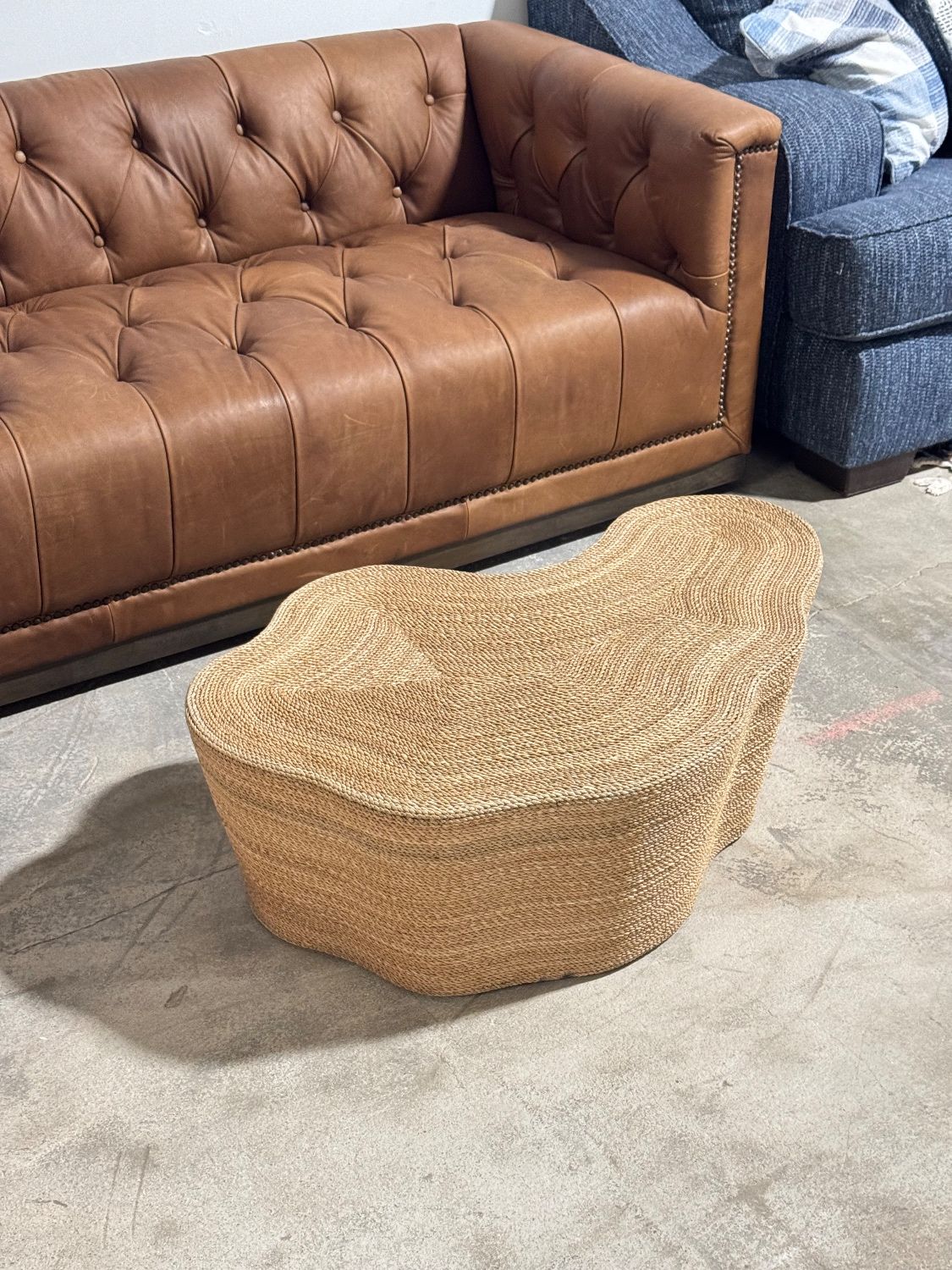 Curved Coastal Abaca Coffee Table (Retail $1,820)