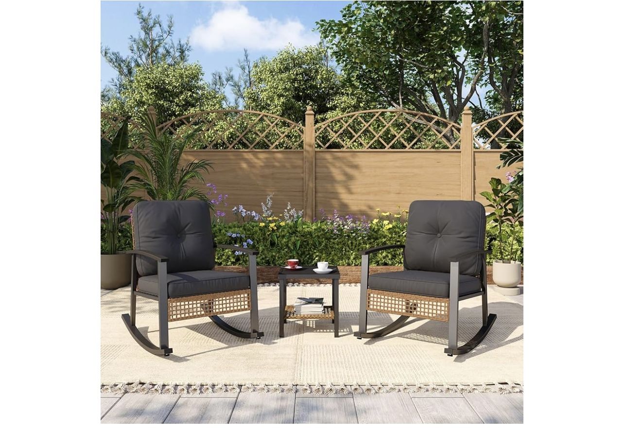 New, 3 Pieces Rocking Chair( Seat Cushions Are Oversized