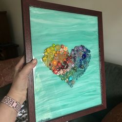 One-of-a-Kind Mixed Media Heart Art (Framed) 