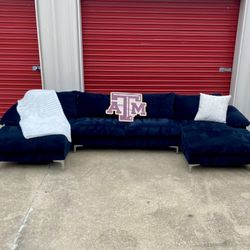 FREE DELIVERY!!! NEED GONE TODAY!!! Beautiful Dark Navy Blue 3pc Sectional with dbl chaise