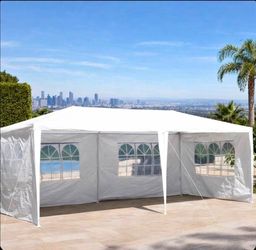 10'x20' Outdoor Party Tent, Large Wedding Birthday Tents for Parties, White Canopy Tent with 6 Removable Sidewalls