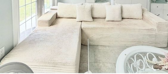 Cloud Couch Modular Sectional Couch, L-Shaped Cloud Sofa with Deep Seat, Soft Corduroy Couches, Lightweight Boneless Design for Living Room, Apartment