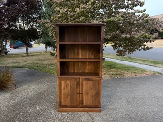 Wooden Bookcase with Cabinet Base