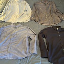 4 Mens Button Up Dress Shirts - Size Large - $3 For All