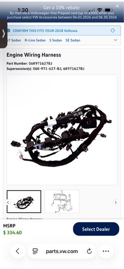 2018 Volkswagen Passat wiring harness  06K971627BJ