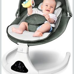 Electric Baby Swing with Remote Control - 5 Natural Motion Speeds, Detachable Seat Pad | Portable Infant Swing for Indoor/Outdoor Use (0-12M, 20lbs)(G