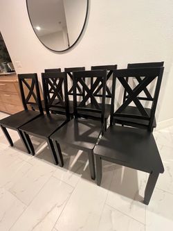 8 Solid wood Black dining chairs - Brand new