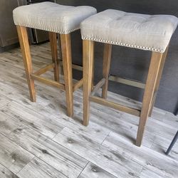 Set of 2 Upholstered Bar Stools