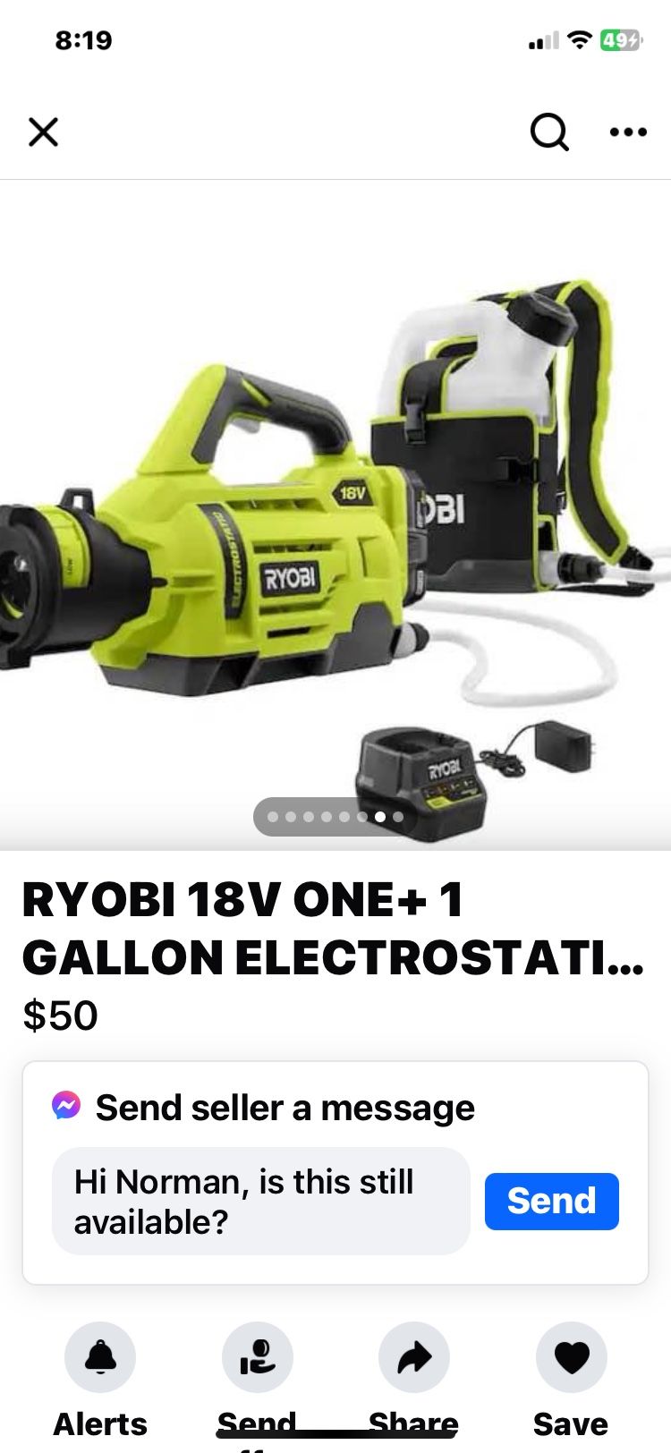 RYOBI 18V ONE+ GALLON ELECTROSTATIC SPRAYER KIT