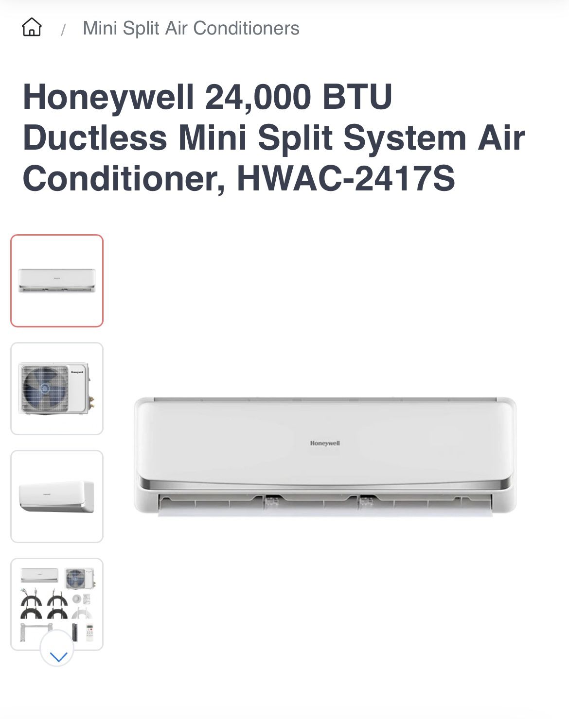 Honeywell 24,000 BTU Ductless Mini Split System Air Conditioner