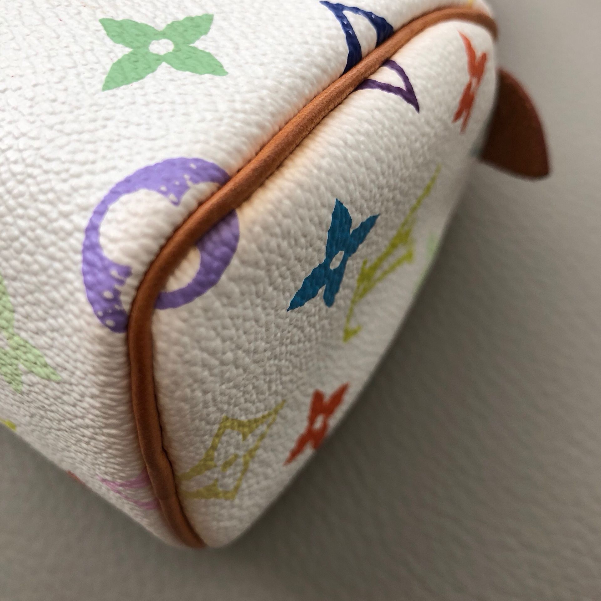 Louis Vuitton Multicolore Monogram White Mini Sac Speedy Multicolore  ($850) ❤ liked on Polyvore featuring bags, handbags, clutch…