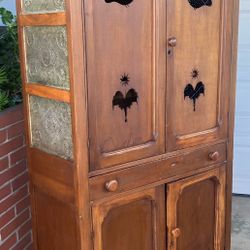Antique Folk Art Pine Pie Safe