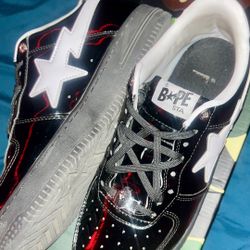 Bapesta Black/White (Star-laced) Shoes