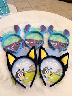 Disney Stitch and Bluey Character Headbands – Lot of 5