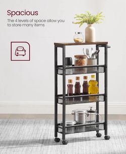 4-Tier Rolling Storage Cart with Wood Top
