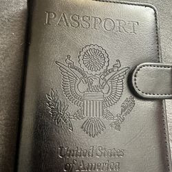 Passport and Vaccine Card Holder Combo -Black