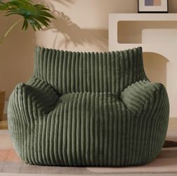 Gericco Giant Plush Bean Bag Chair for Adults with Armrests - Oversized Comfy Green Beanbag Lounge Lazy Floor Sofa Accent Chair for Living Room, Bedro