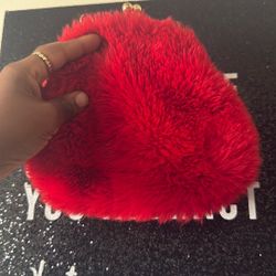Furry red purse