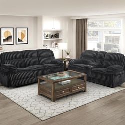 $1399 Black Corduroy Sofa & Loveseat