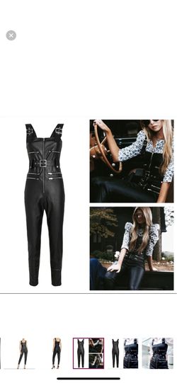 WeWoreWhat Moto overalls Vegan Leather jumpsuit