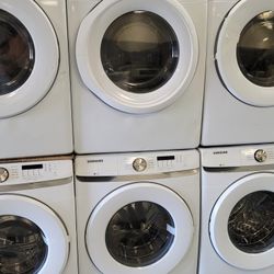 New Samsung 4.5cu Ft Front Load Washer And Stackable Gas Dryer Set 