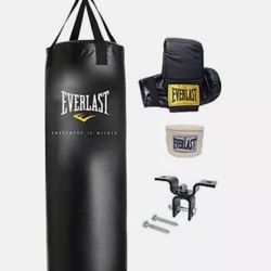 Everlast 70 lbs. Heavy Bag Kit Wraps Gloves Boxing MMA Punching Training Fight
