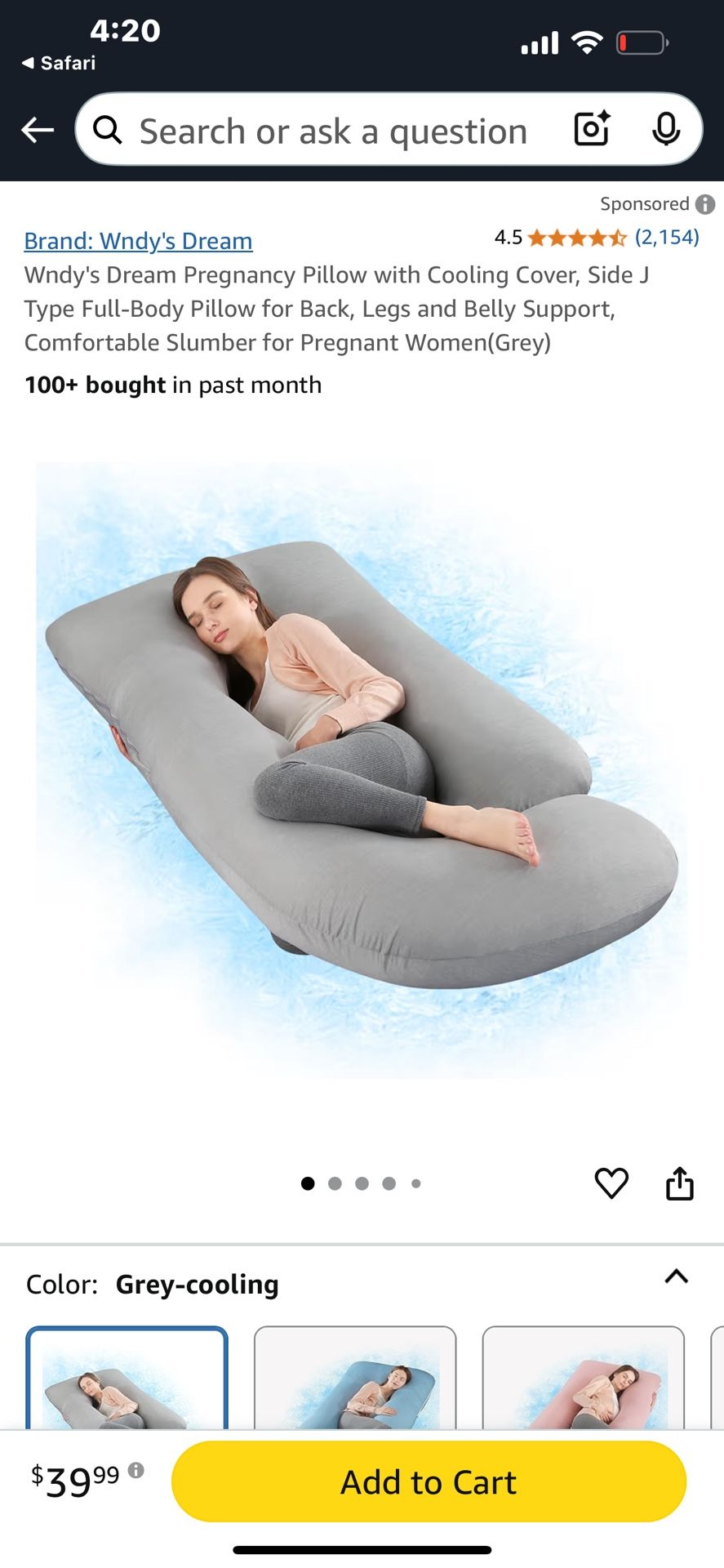 Wndys Dream Pregnancy Cooling Pillow