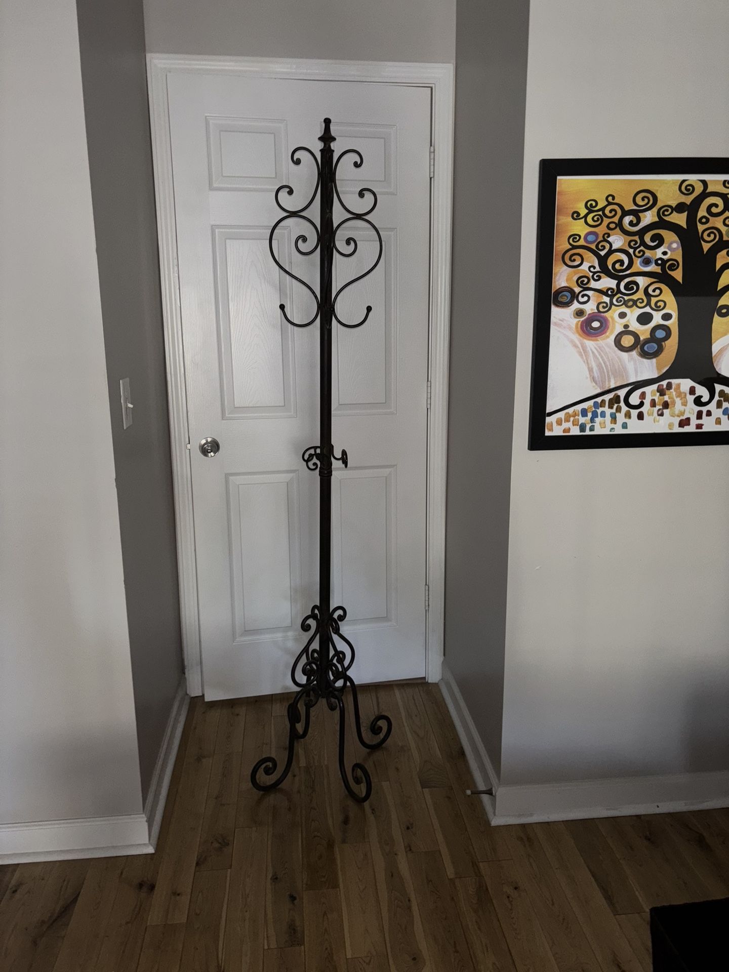 Wrought Iron Tall Coat Rack/ Hat Rack