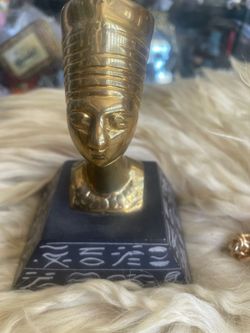 Vintage Egyptian Nefertiti small brass marble statue