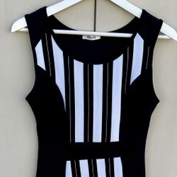 Black White Striped Sleeveless Dress